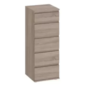 Nova Narrow Chest Of 5 Drawers In Truffle Oak Effect