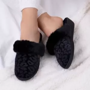 totes Isotoner Velour Ladies Mule Slippers Black