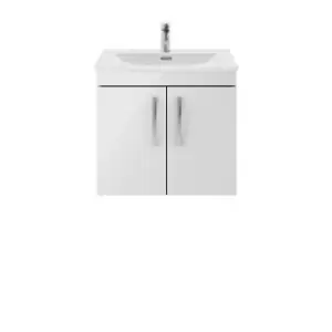 Nuie Athena 600 Wall Hung 2-door Vanity & Curved Basin - Gloss Grey Mist