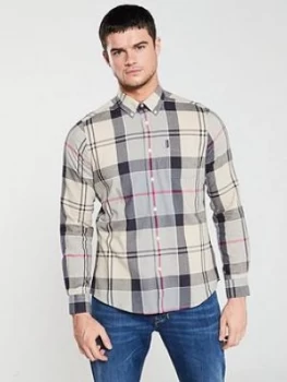 Barbour Tartan Shirt - Ecru/Grey/Red, Tartan, Size S, Men