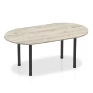 Impulse 1800mm Boardroom Table Grey Oak Top Black Post Leg