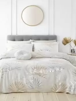 Catherine Lansfield Luxe Palm Jaquard Duvet Set Silver - Ks