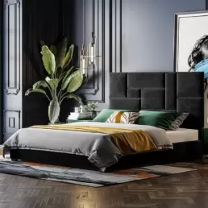 Conmo Bed Single Plush Velvet Black