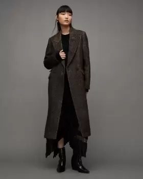 AllSaints Elyria Brushed Herringbone Tailored Coat