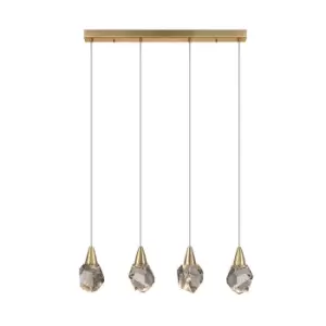 Aquaria 4 Light Bar Pendant Ceiling Light Matt Gold, Transparent 3000K 1800Lm