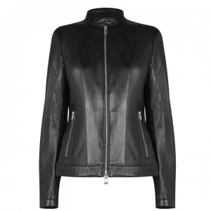 Hugo Boss Lusea Leather Jacket Black Size L Women