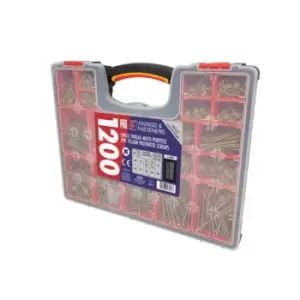 ForgeFix Organiser Pro Multi Purpose Wood Screw Kit, 1200 Piece