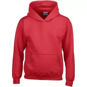 Gildan Heavy Blend Childrens Unisex Hooded Sweatshirt Top / Hoodie (L) (Red)