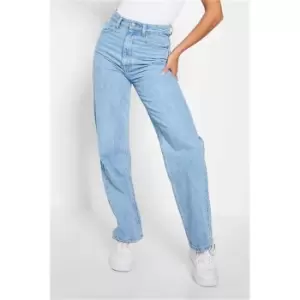 I Saw It First Light Wash Premium 90s Wide Leg Jeans - Blue