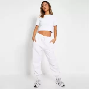 I Saw It First Rib Short Sleeve Crop Top - White