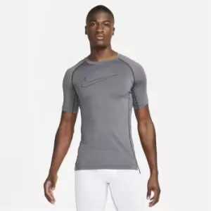 Nike Pro Mens Tight Fit Short-Sleeve Top - Grey