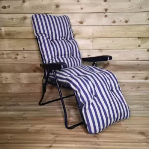 Samuel Alexander Padded Garden Sun Lounger With Blue Stripes