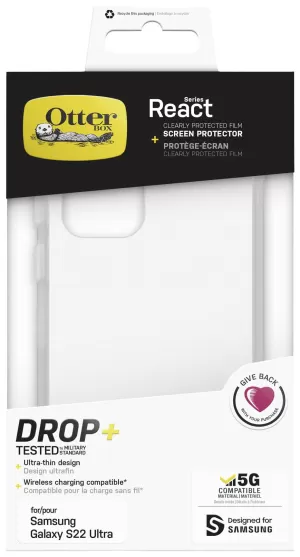 Otterbox React Transparent Back Cover + Screen Protector for Samsung Galaxy S22 Ultra 78-80692