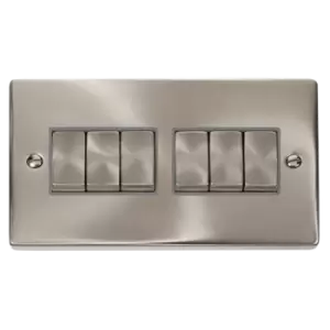 Click Scolmore Deco Ingot 6 Gang 10AX 2 Way Plate Switch - VPSC416GY