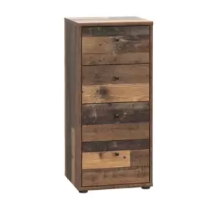 FWStyle 4 Drawer Slimline Chest Of Drawers - Rustic