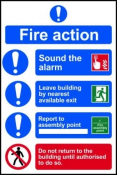 Fire action procedure Sign, S/A Vinyl