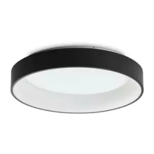 Ideal Lux ziggy Round 60cm Integrated LED Semi Flush Light Black, 3000K, Non-Dim