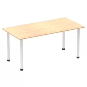 Impulse 1600mm Straight Table Maple Top White Post Leg