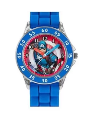 Disney Marvel Avengers Blue Silicone Strap Time Teacher Watch, Blue