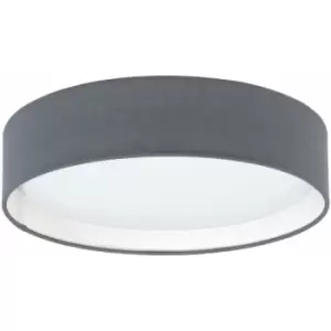 Loops - Flush Ceiling Light Colour White Steel Shade Grey & Plastic Bulb LED 11W