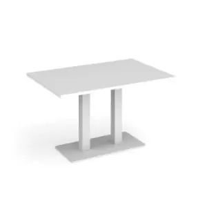 Eros rectangular dining table with flat white rectangular base and twin uprights 1200mm x 800mm - white