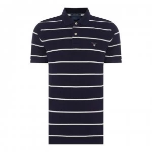 Gant Stripe Short Sleeve Polo Shirt - Blue 433