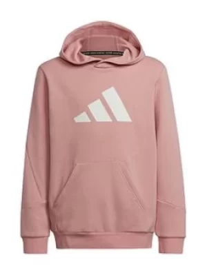 Boys, Adidas Older Kids Unisex 3bar Overhead Hood, Pink/White, Size 13-14 Years