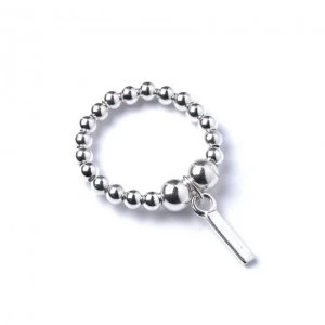 Initial I Charm with Sterling Silver Ball Bead Ring