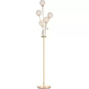 Modern Floor Lamp w/ K9 Crystal Shade, 5 Light, for Living Room, Gold - Gold Tone - Homcom