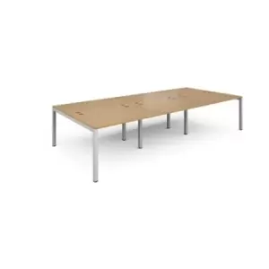 Bench Desk 6 Person Rectangular Desks 3600mm Oak Tops With White Frames 1600mm Depth Connex