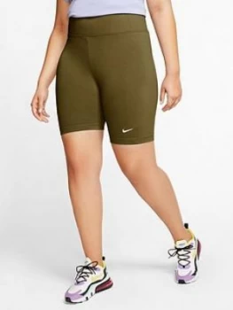 Nike NSW Leg-A-See Bike Shorts (Curve) - Olive , Olive, Size 22-24=2X, Women