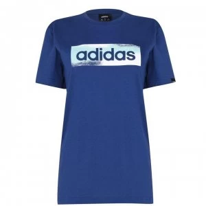 adidas Logo T Shirt Womens - Tech Indigo