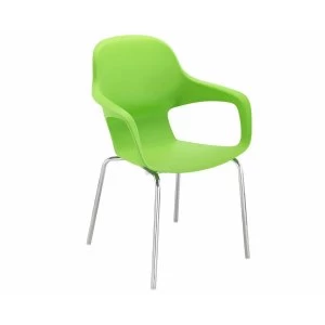 TC Office Ariel 2 Chrome Round Leg Stackable Chair, Green