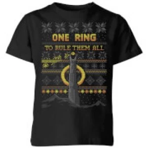 Lord Of The Rings One Ring Kids Christmas T-Shirt - Black - 9-10 Years