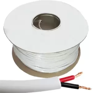 100m Double Insulated Speaker Cable 2.01mmA² White 100V Volt PA System Reel Drum