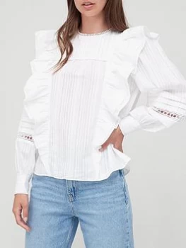 Ted Baker Silais Double Frill Blouse - Ivory, Ivory, Size 1=8, Women