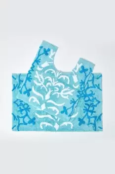 Damask Cotton Bath Mat and Pedestal Set