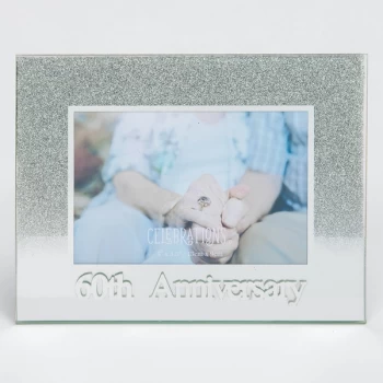 5" x 3.5" Silver Glitter Frame - 60th Anniversary