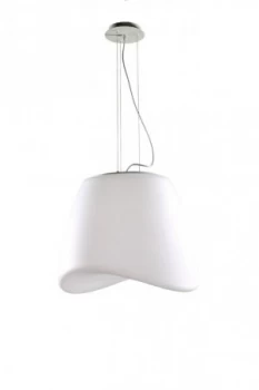 Ceiling Pendant 3 Light E27 Round Outdoor IP44, Matt White, Opal White