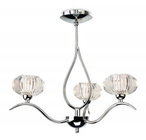 3 Light Semi Flush Multi Arm Ceiling Light Chrome, Clear Decorative Glass, G9