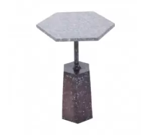 Inventivo Grey Hexagon Marble Side Table