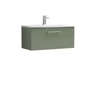 Nuie Arno 800mm Wall Hung 1 Drawer Vanity & Basin 4 Satin Green