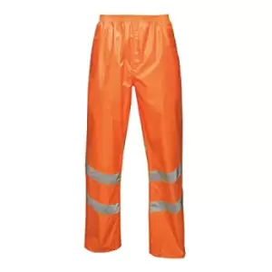 Regatta Unisex Hi Vis Pro Reflective Packaway Work Over Trousers (L) (Orange)