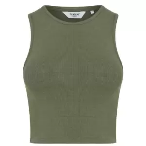 Firetrap Heavy Ribbed Crop Racer Tank - Green