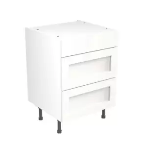 KitchenKIT Shaker 60cm 3-Drawer Unit - Matt White