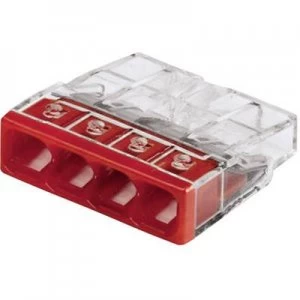 Screw terminal rigid: 0.5-2.5 mm² Number of pins: 4 WAGO 100 pcs Transparent, Red