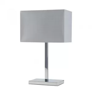 Dewy Chrome Table Lamp with Grey Shade