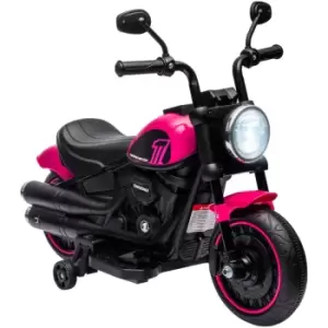 HOMCOM 6V Electric Motorbike with Training Wheels, One-Button Start - Pink - Pink