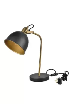 Langley Table lamp Matt Black and Antique Brass Finish 45 cm