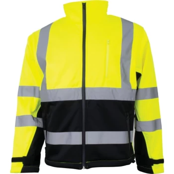 Hi-vis Yellow/Black Soft Shell Jacket (EN20471) - 2XL